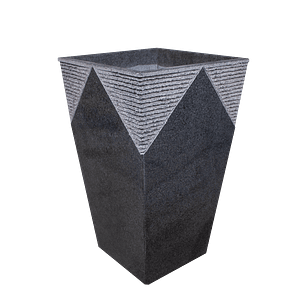 Granit Krukke konisk med rillet trekanter 40x40x65 cm