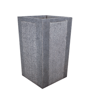Granit Krukke firkantet - Lodrette riller 33x33x70 cm